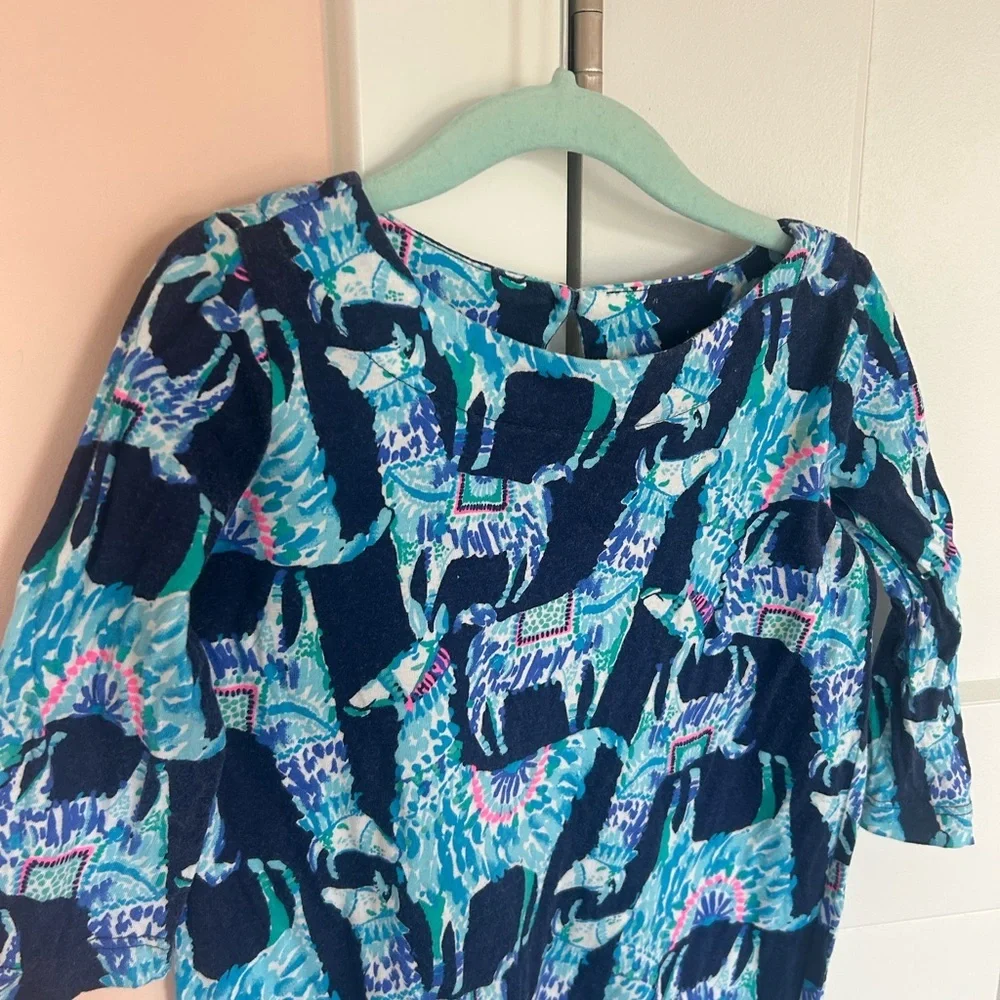 Lilly Pulitzer Girls Dress Alpaca My Bags Kids Size 4/5 Navy Cotton